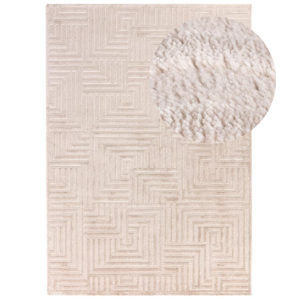 deco tapis Tapis Salon Beige laineux à motif en relief ASWAN