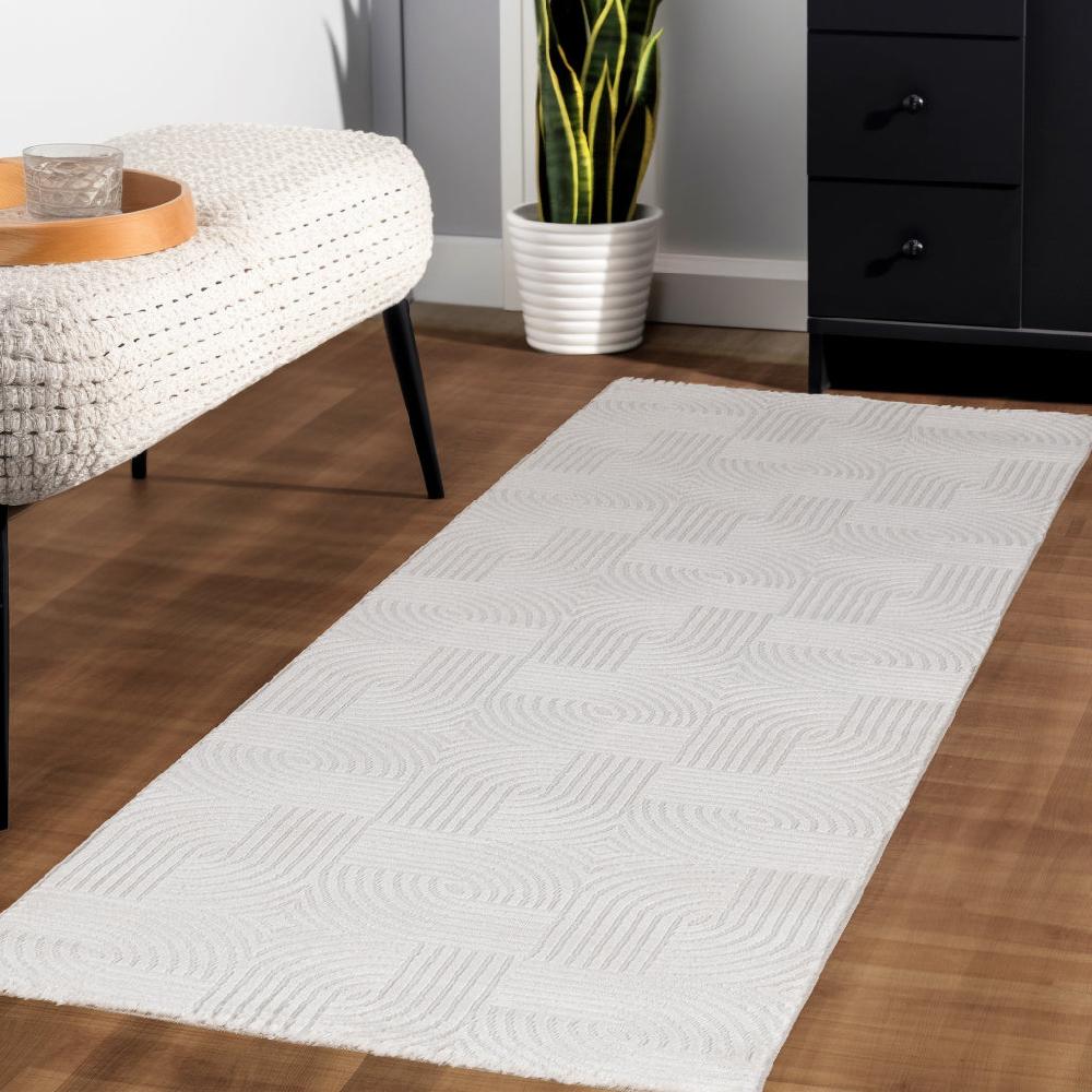 Deco Tapis Tapis Salon Beige Laineux à Motif En Relief