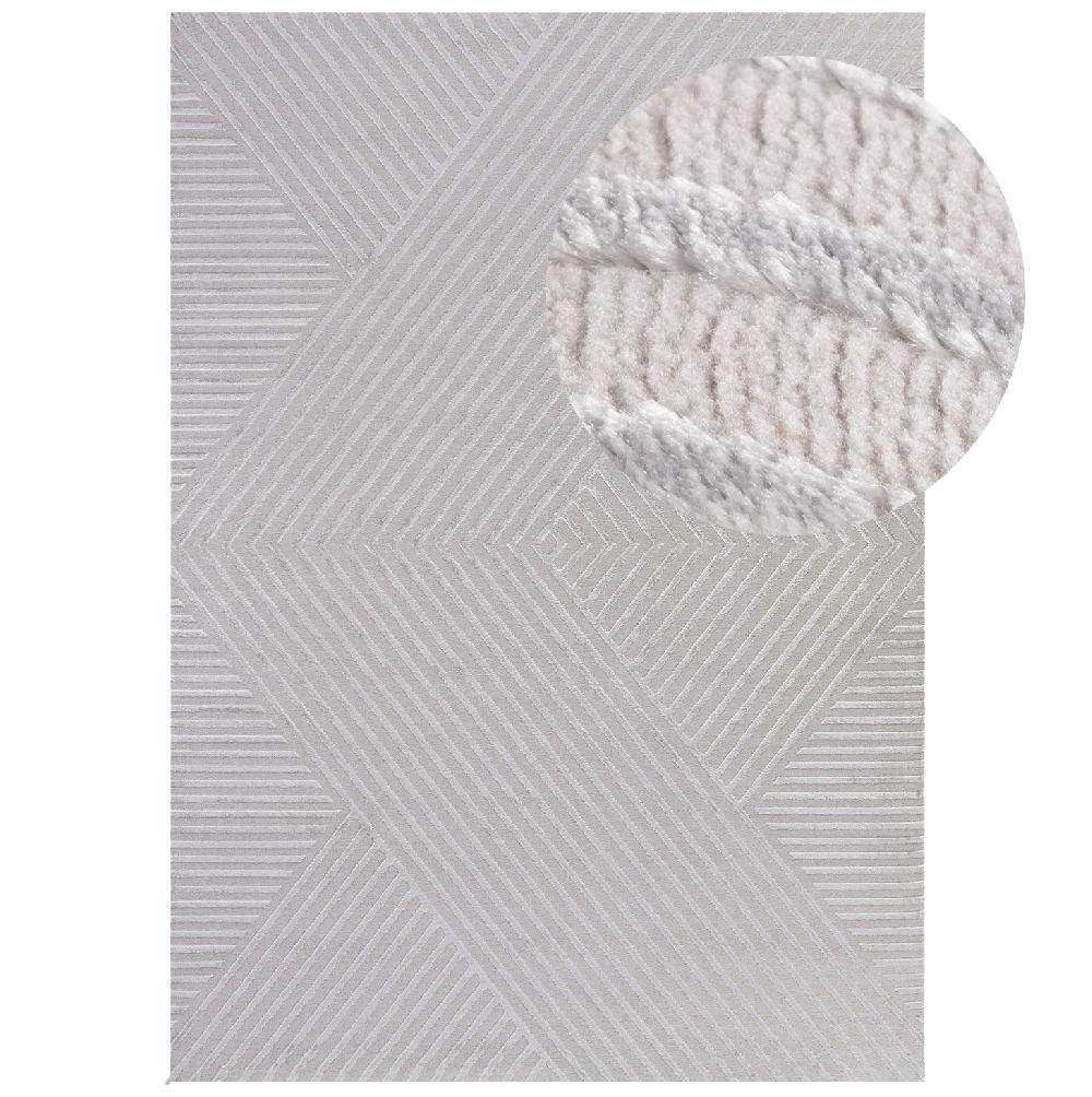 deco tapis Tapis Salon Beige laineux à motif en relief NOA