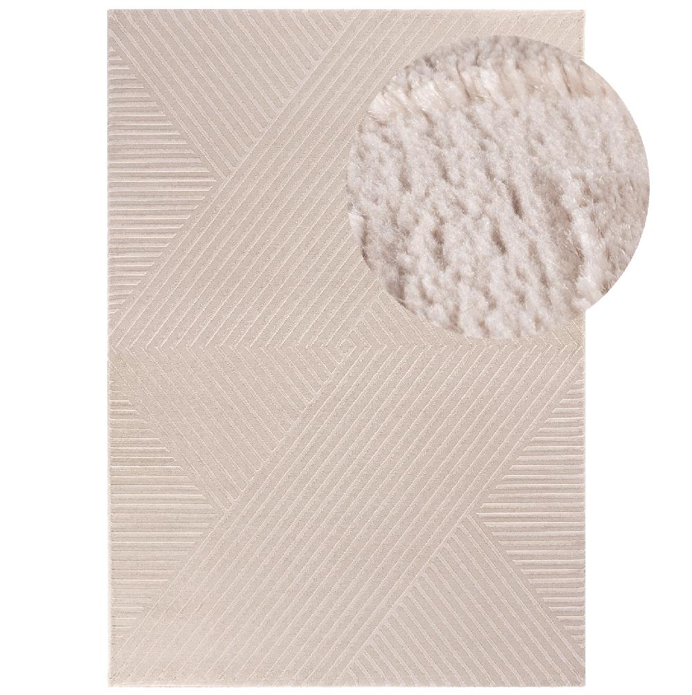 deco tapis Tapis Salon Beige laineux à motif en relief NOA