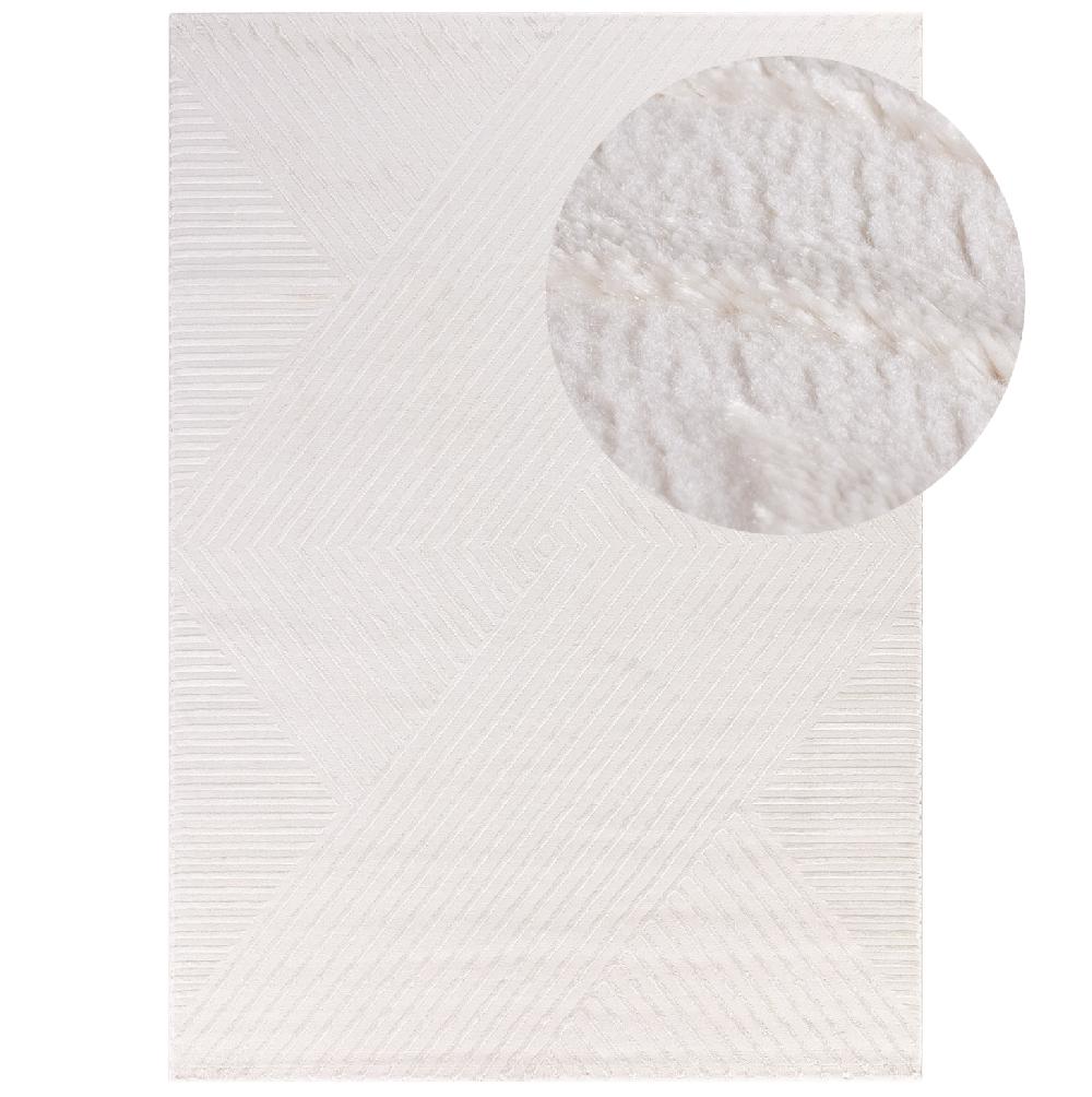 deco tapis Tapis Salon Beige laineux à motif en relief NOA