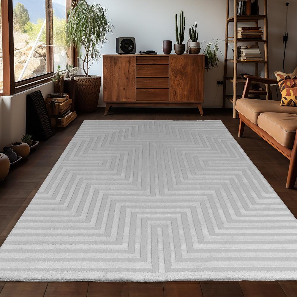 Deco Tapis Tapis Salon Beige Laineux à Motif En Relief RIFI