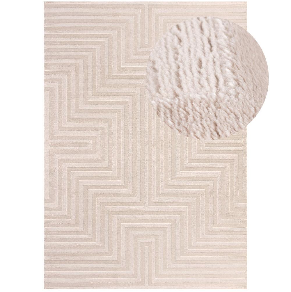 deco tapis Tapis Salon Beige laineux à motif en relief RIFI