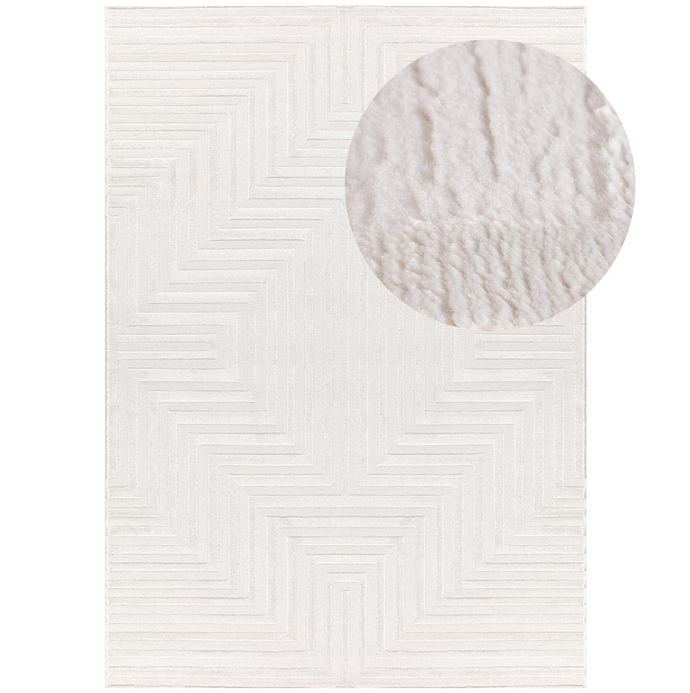 deco tapis Tapis Salon Beige laineux à motif en relief RIFI