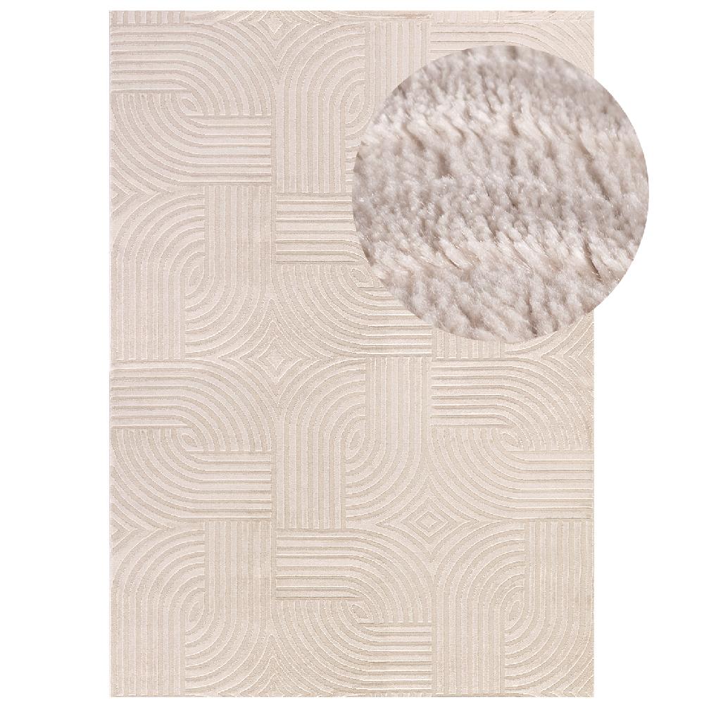 deco tapis Tapis Salon Beige laineux à motif en relief