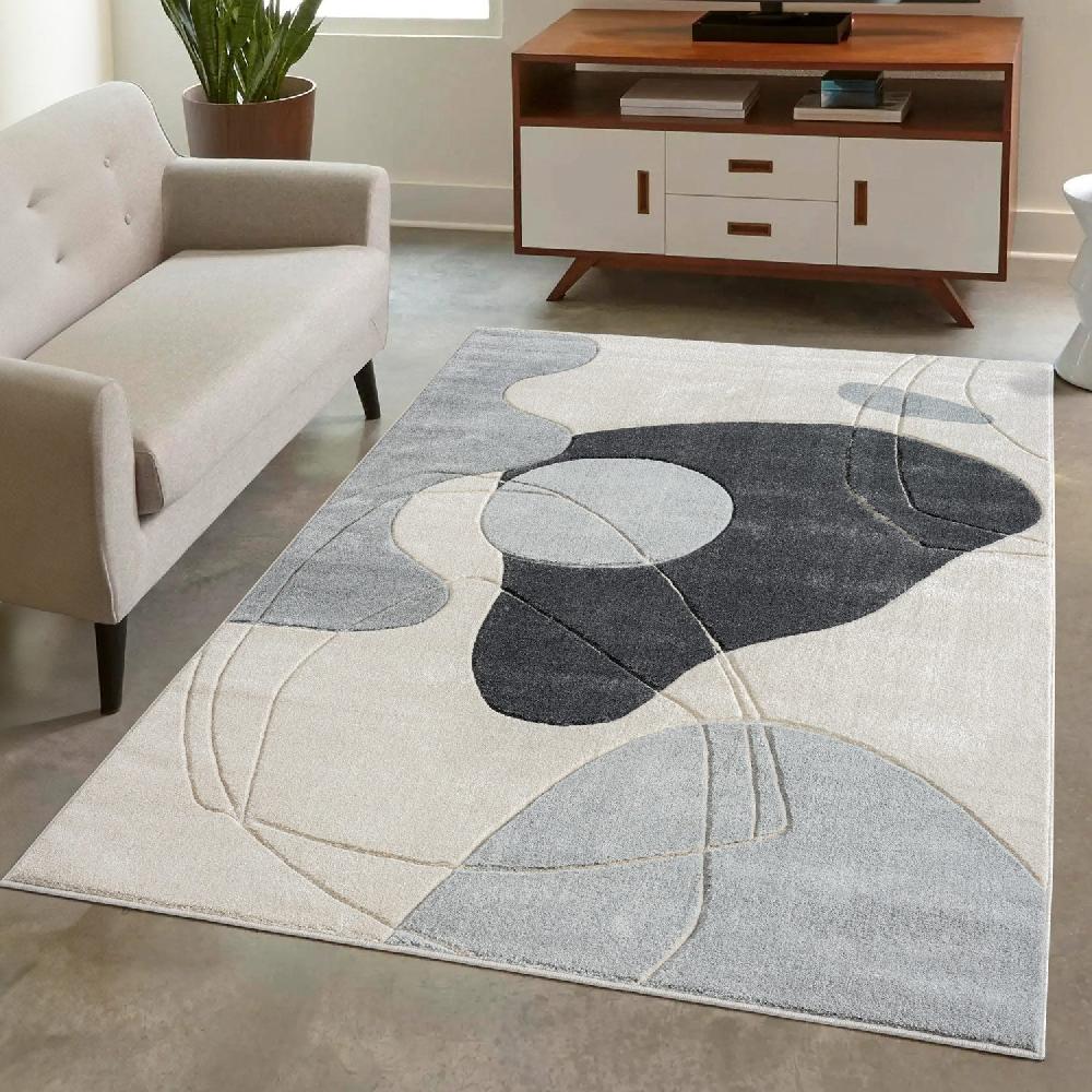deco tapis Tapis Salon & Chambre Bohème Aesthetic Gris et Bleu