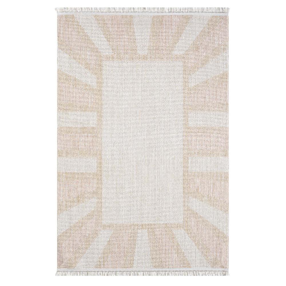 deco tapis Tapis Salon Sunny à franges Beige et Rose