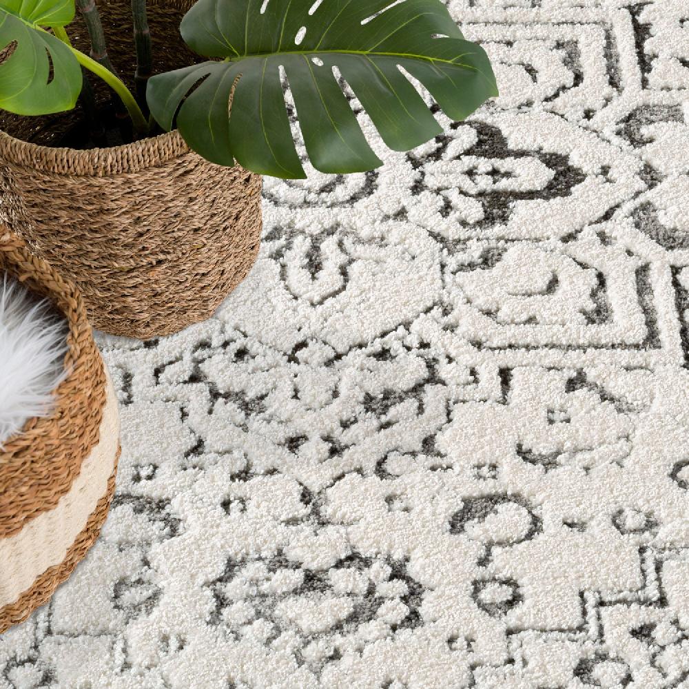 Deco Tapis Tapis SORA Rond à Motifs Vintage En Relief