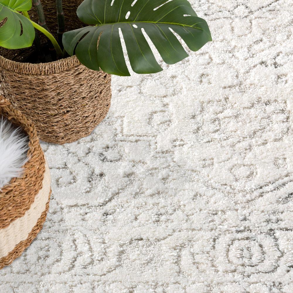 Deco Tapis Tapis SORA Rond à Motifs Vintage En Relief