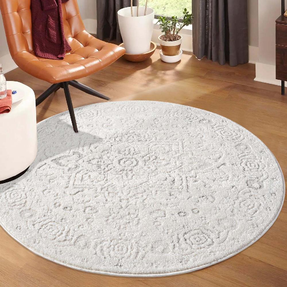 deco tapis Tapis SORA Rond à motifs vintage en relief