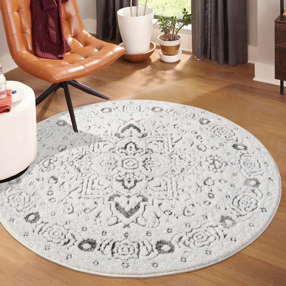 deco tapis Tapis SORA Rond à motifs vintage en relief