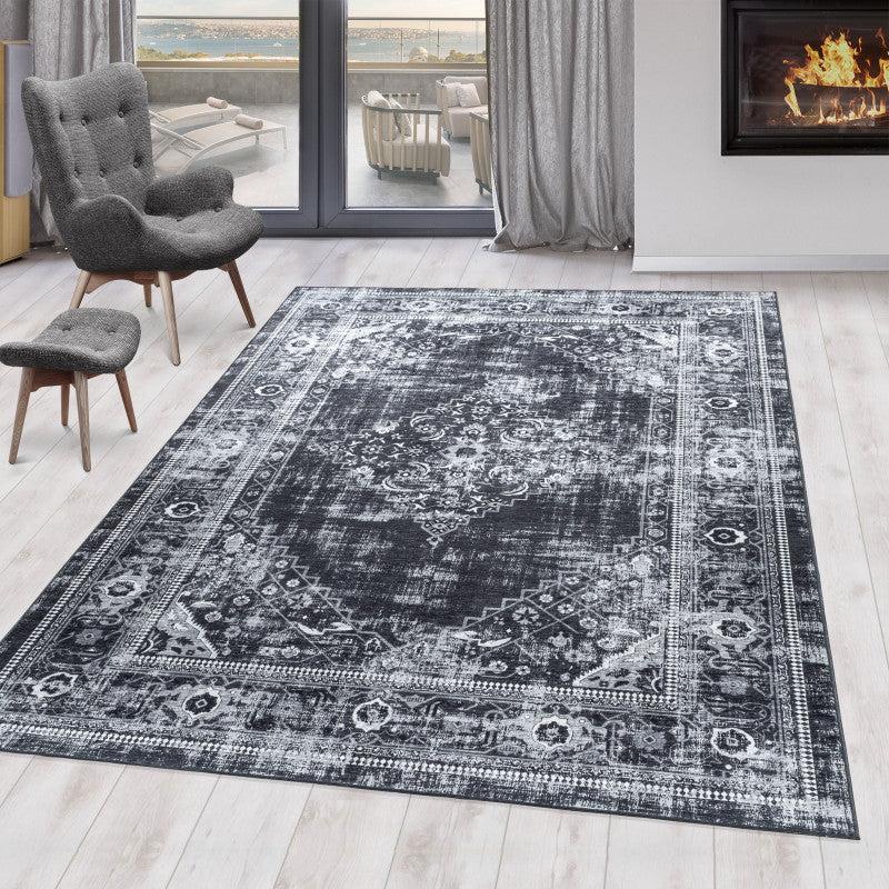 deco tapis Tapis style Persan Noir lavable en machine