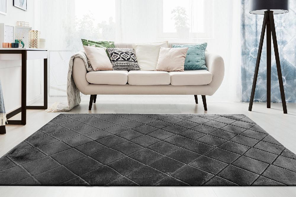 deco tapis Tapis Super Doux à motif losanges en Relief