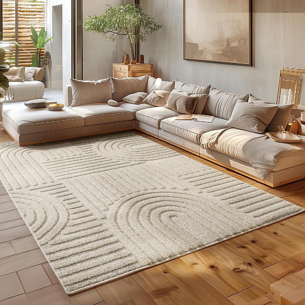Deco Tapis Tapis Unicolore Avec Motifs Effet Relief