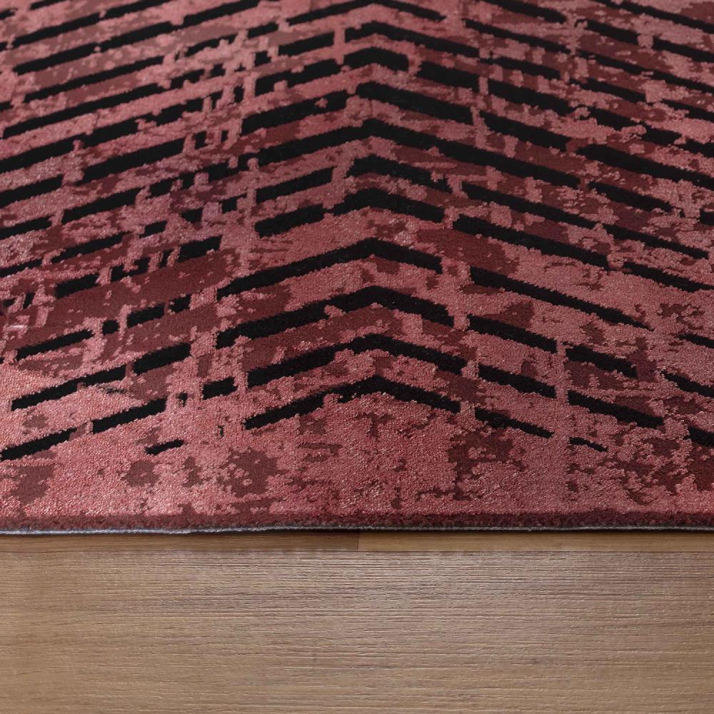 Deco Tapis Tapis Vintage Géométrique Aspect Viscose Rouge