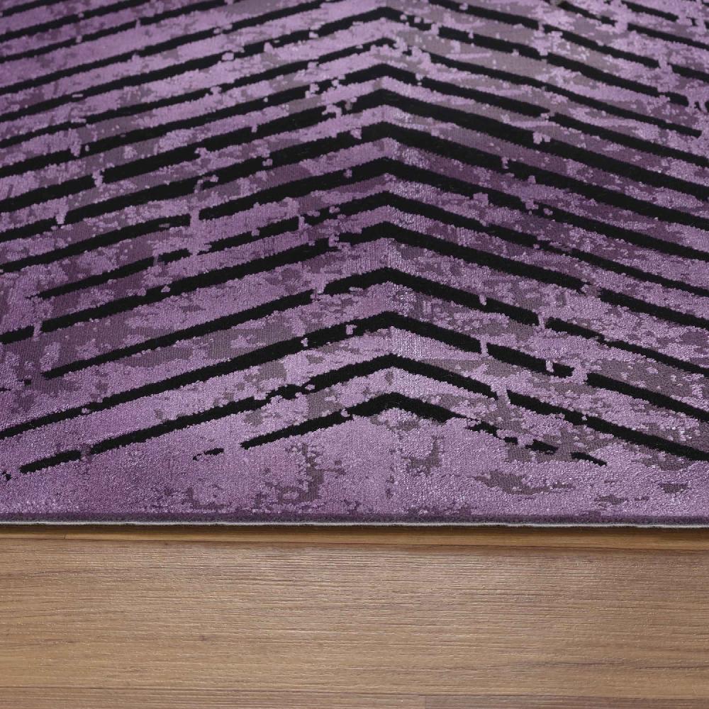 Deco Tapis Tapis Vintage Géométrique Aspect Viscose Violet