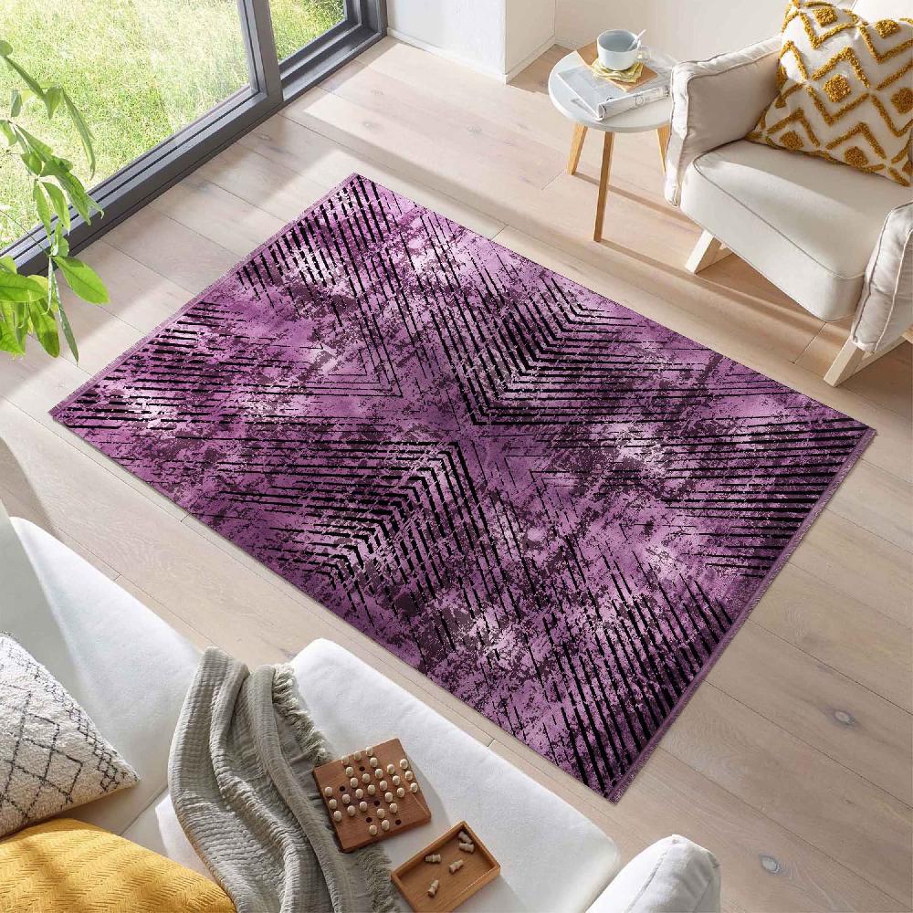 deco tapis Tapis Vintage Géométrique Aspect Viscose Violet