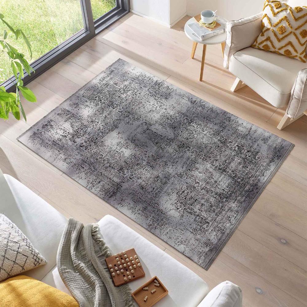 deco tapis Tapis Vintage Oriental Aspect Viscose Gris