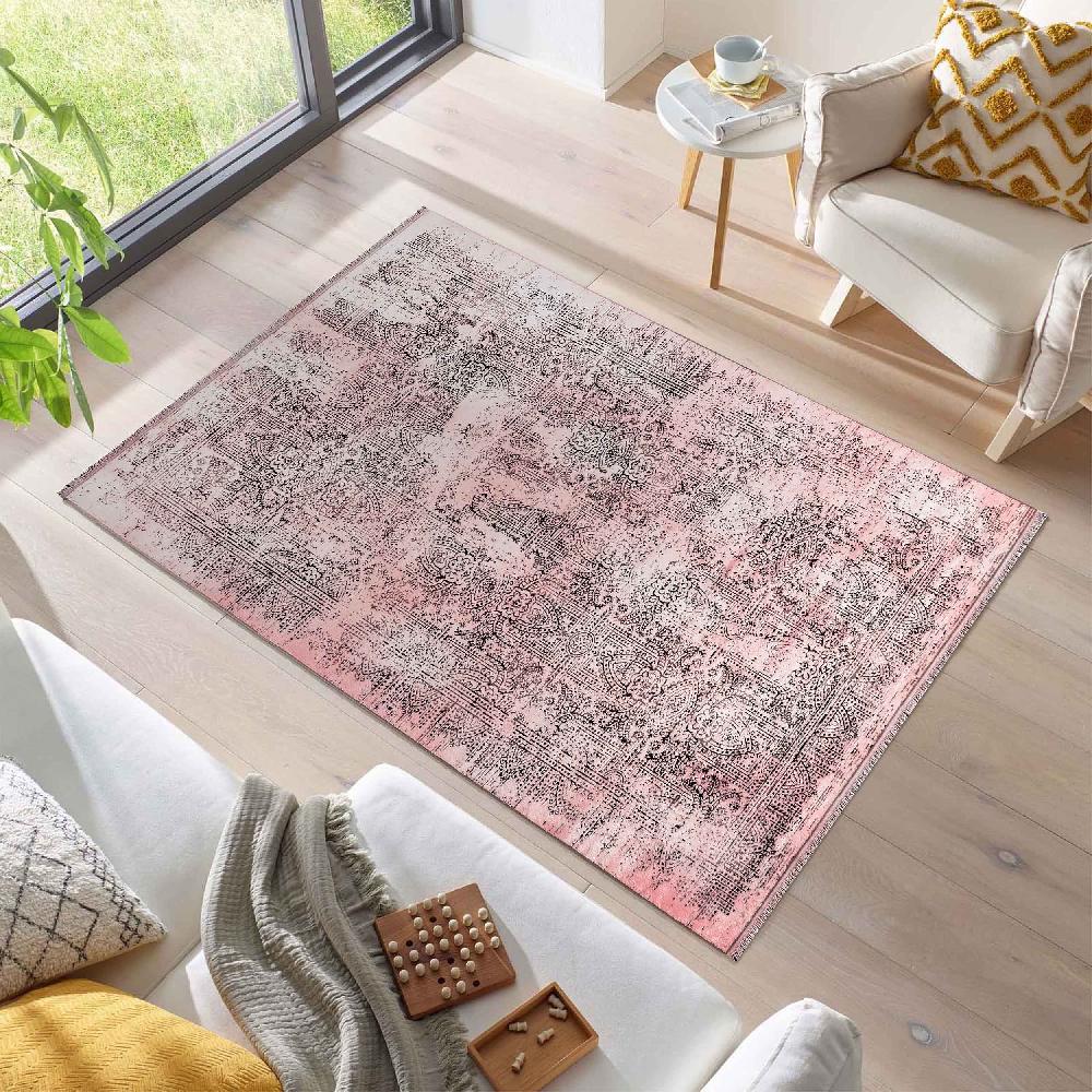 deco tapis Tapis Vintage Oriental Aspect Viscose Rose