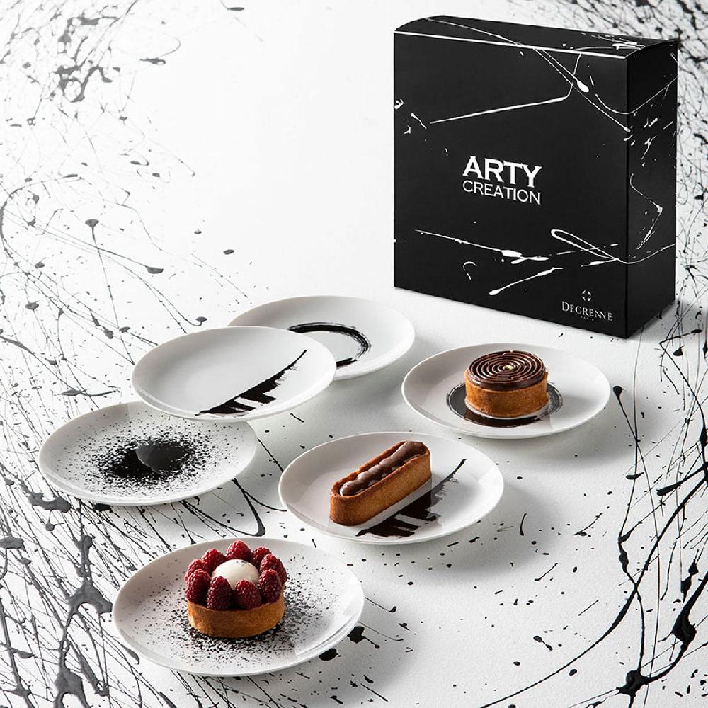 Degrenne Paris ARTY CREATION BLANC Coffret 6 Assiettes à Dessert 20 Cm