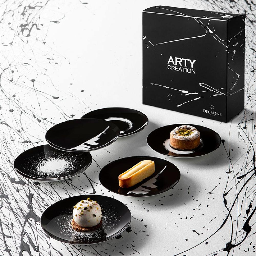 Degrenne Paris ARTY CREATION NOIR Coffret 6 Assiettes à Dessert 20 Cm