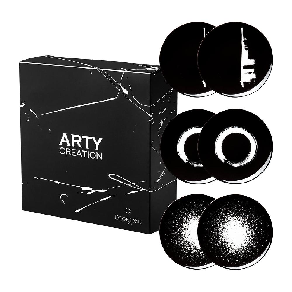 degrenne paris ARTY CREATION NOIR Coffret 6 assiettes à dessert 20 cm