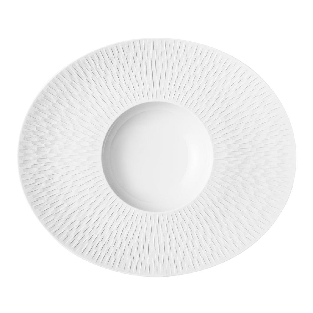 degrenne paris BOREAL SATIN BLANC Assiette gourmet ovale petit bassin 30 x 26 cm