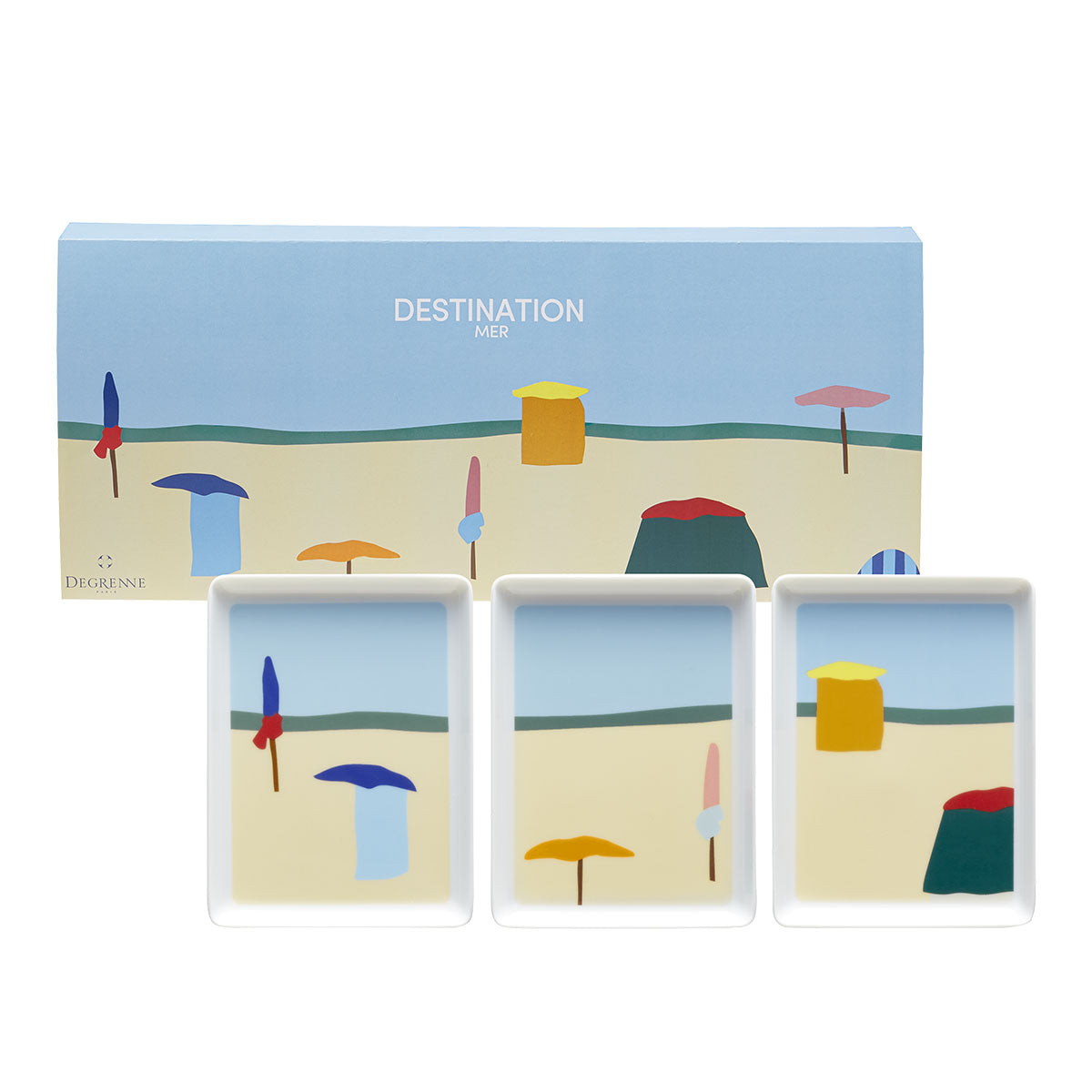 degrenne paris DESTINATION MER Coffret 3 mini plats 16 x 12 cm