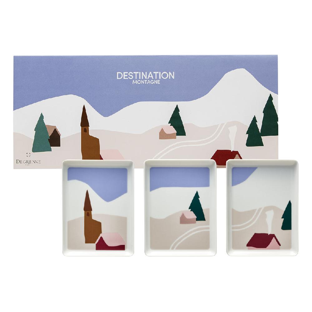 degrenne paris DESTINATION MONTAGNE Coffret 3 mini plats 16 x 12 cm