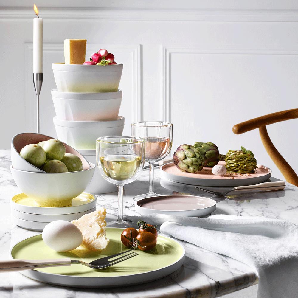 Degrenne Paris LA VAISSELLE DE L'ECONOME RADIS ROSE Coffret Bol De Service Et Assiette 24 Cm