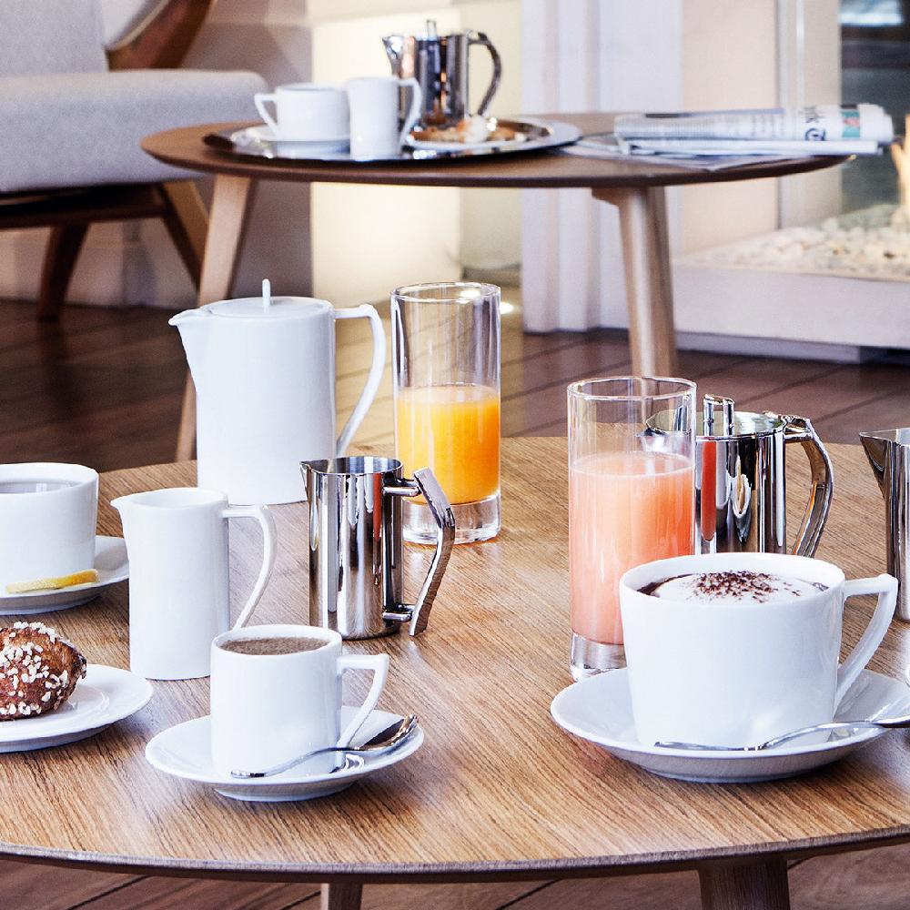 Degrenne Paris NEWPORT BLANC Coffret 4 Tasses Avec Soucoupes à Café/expresso