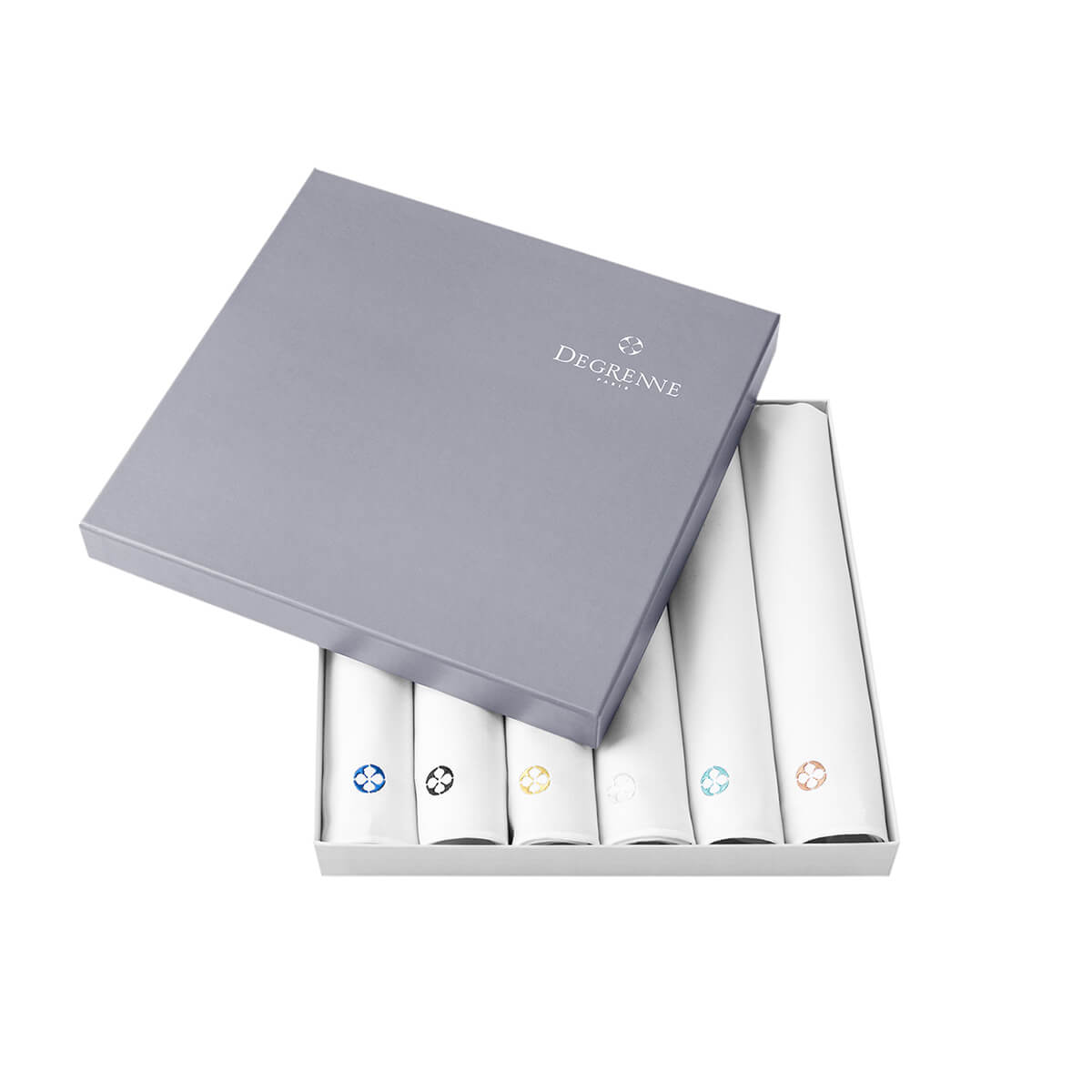 degrenne paris NUANCES COTON & LIN BLANC Coffret 6 serviettes rectangulaires 50x40 cm