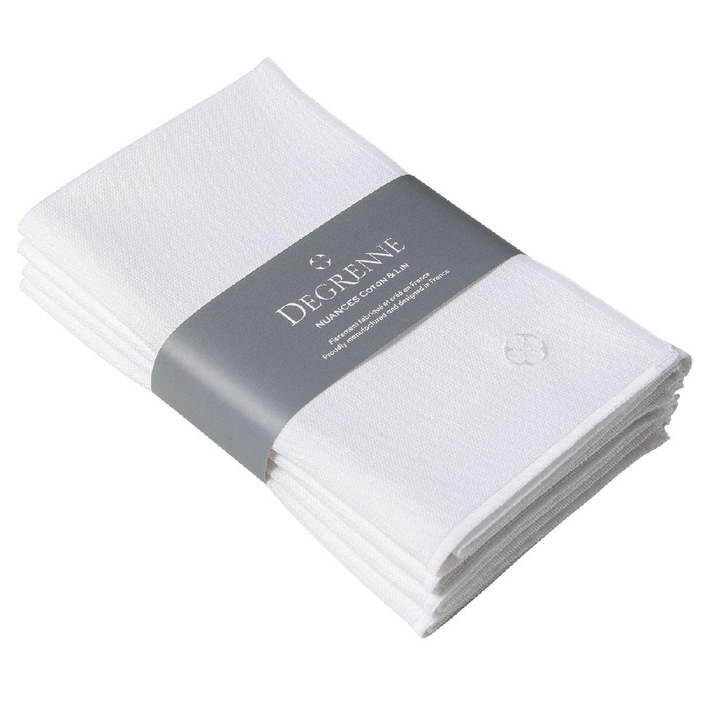 degrenne paris NUANCES COTON & LIN BLANC Lot de 4 serviettes 50 x 40 cm