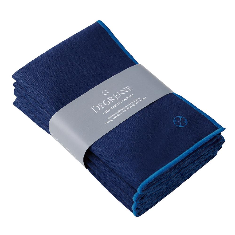 degrenne paris NUANCES COTON & LIN BLEU NUIT Lot de 4 serviettes 50 x 40 cm