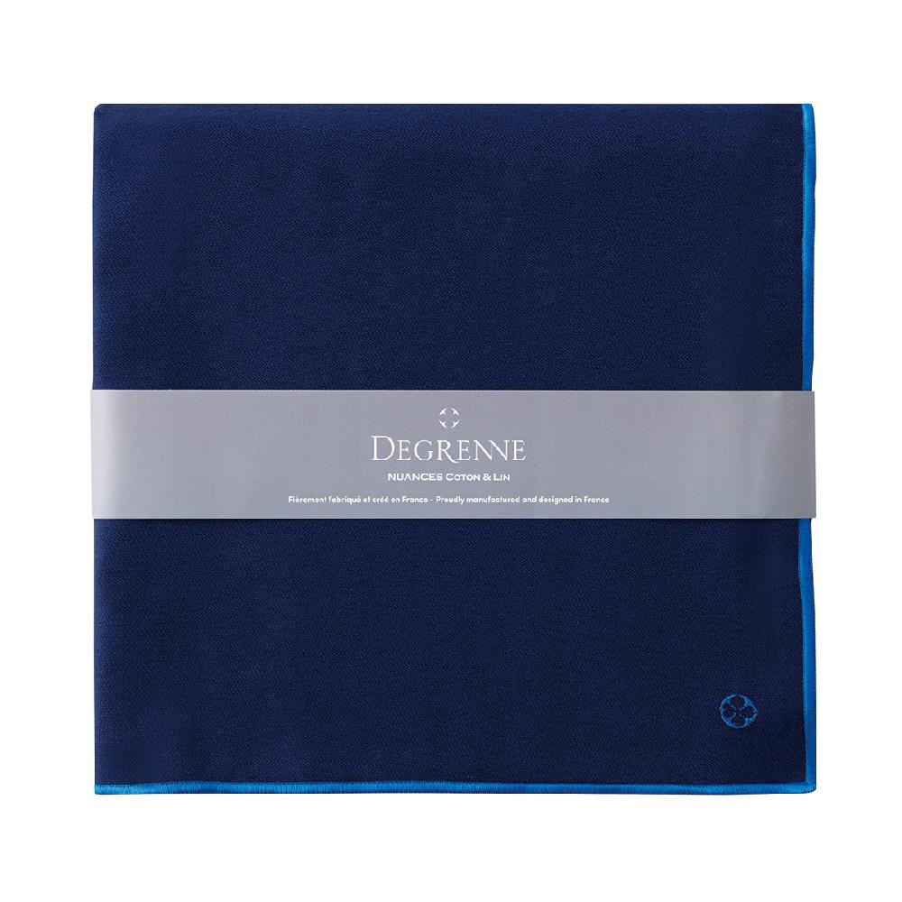 Degrenne Paris NUANCES COTON & LIN BLEU NUIT Nappe Carrée 180 X 180 Cm