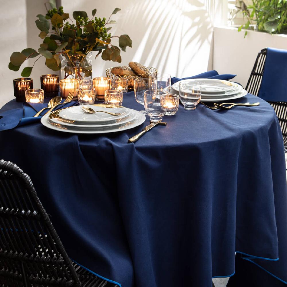 Degrenne Paris NUANCES COTON & LIN BLEU NUIT Nappe Rectangulaire 180 X 250 Cm