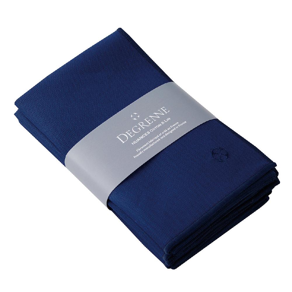 degrenne paris NUANCES COTON & LIN BLEU ROY Lot de 4 serviettes 50 x 40 cm