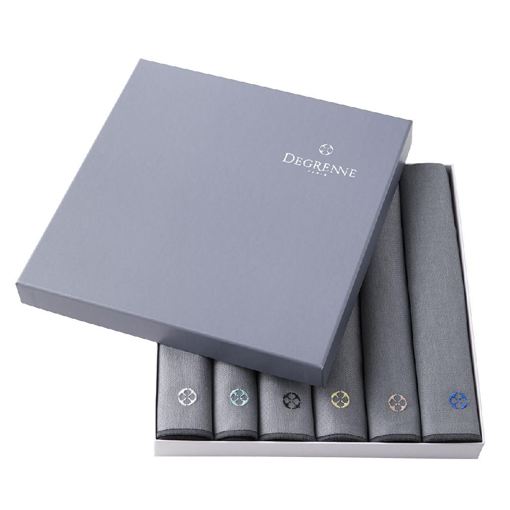Degrenne Paris NUANCES COTON & LIN GRIS Coffret 6 Serviettes 50 X 40 Cm