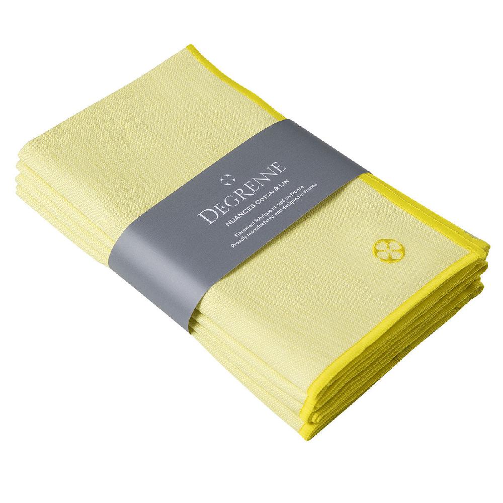 degrenne paris NUANCES COTON & LIN JAUNE PALE Lot de 4 serviettes 50 x 40 cm