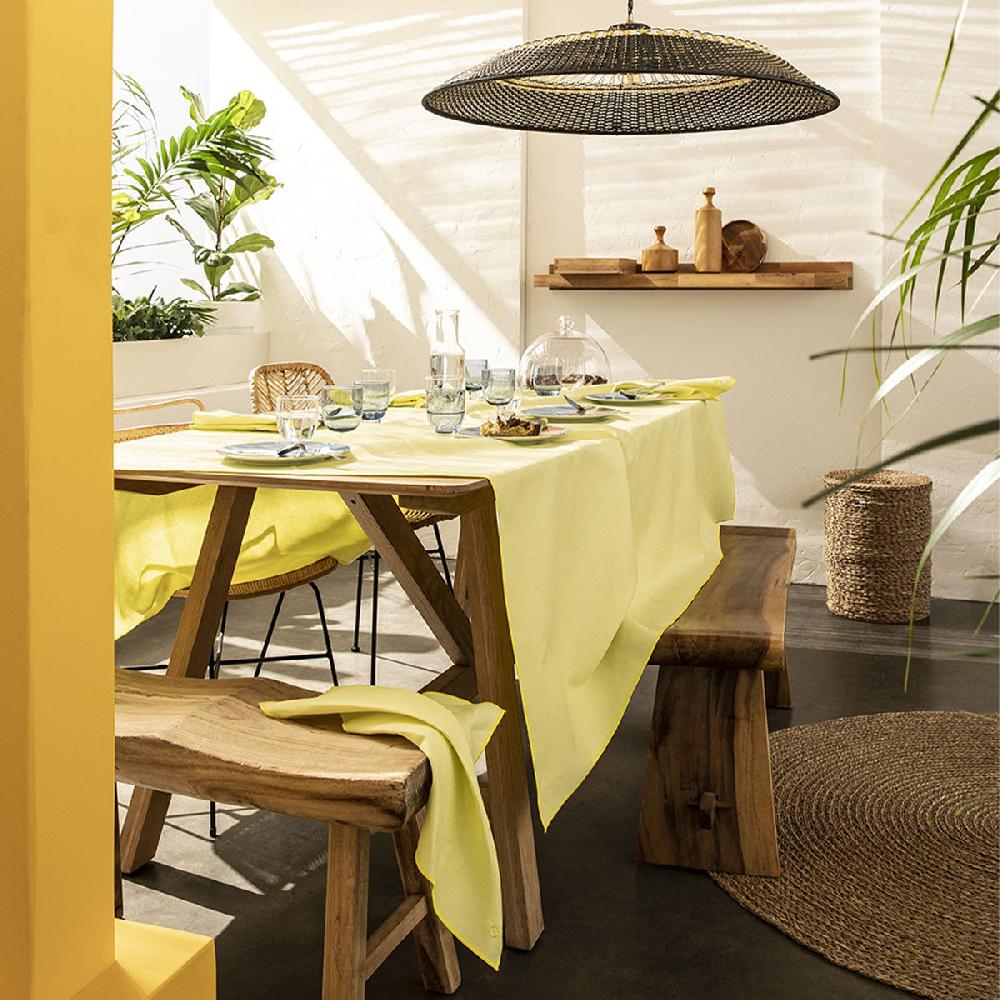 Degrenne Paris NUANCES COTON & LIN JAUNE PALE Nappe Carrée 180 X 180 Cm
