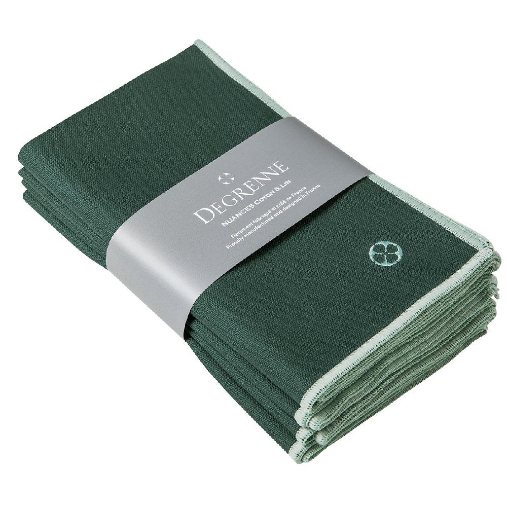 Degrenne Paris NUANCES COTON & LIN VERT EMERAUDE Lot De 4 Serviettes 50 X 40 Cm