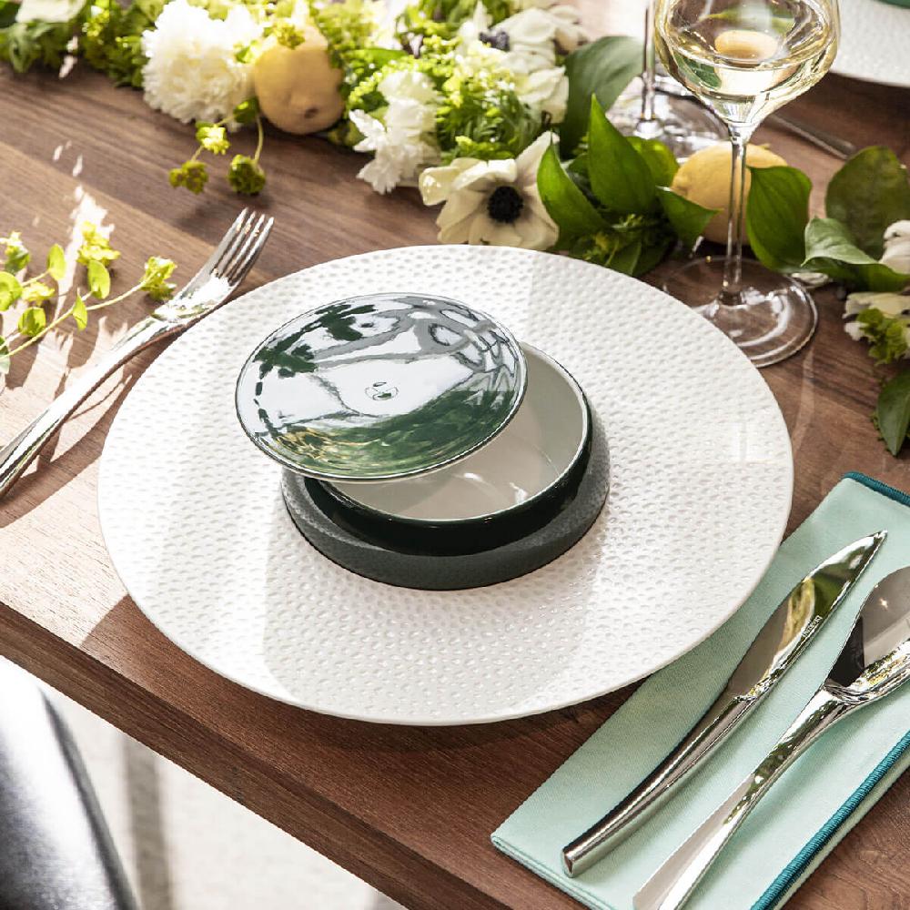 Degrenne Paris PERLES DE ROSEE BLANCHES Assiette Gourmet Grand Bassin 30 Cm