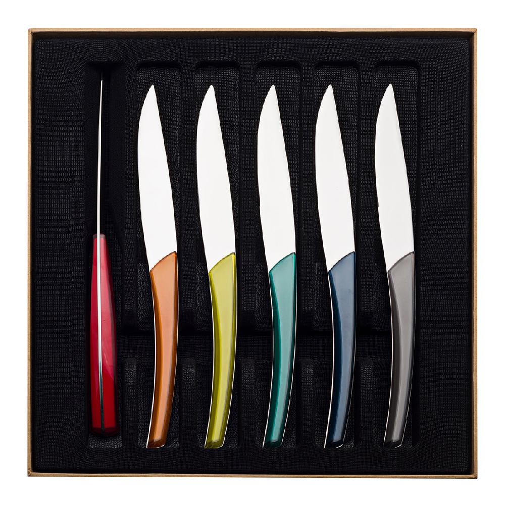Degrenne Paris QUARTZ MIROIR MULTICOLORE Coffret 6 Couteaux à Steak