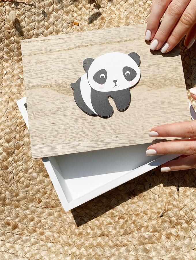 Deknudt Frames Boite Photo Décorative En Blanc Et Naturel Et Avec Dessin Panda S67UC4 E5