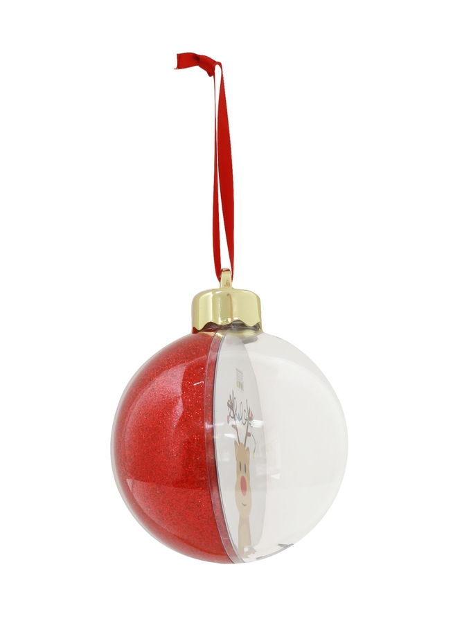 deknudt frames Boule de Noël en couleur rouge pailleté pour mettre une photo S66FJ7