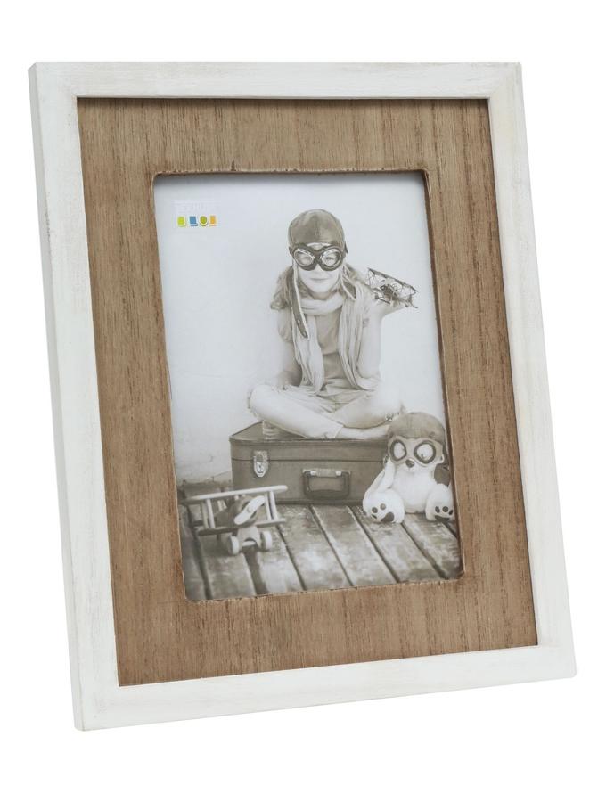 Deknudt Frames Cadre Blanc Avec Passe-partout En Bois S67TW1