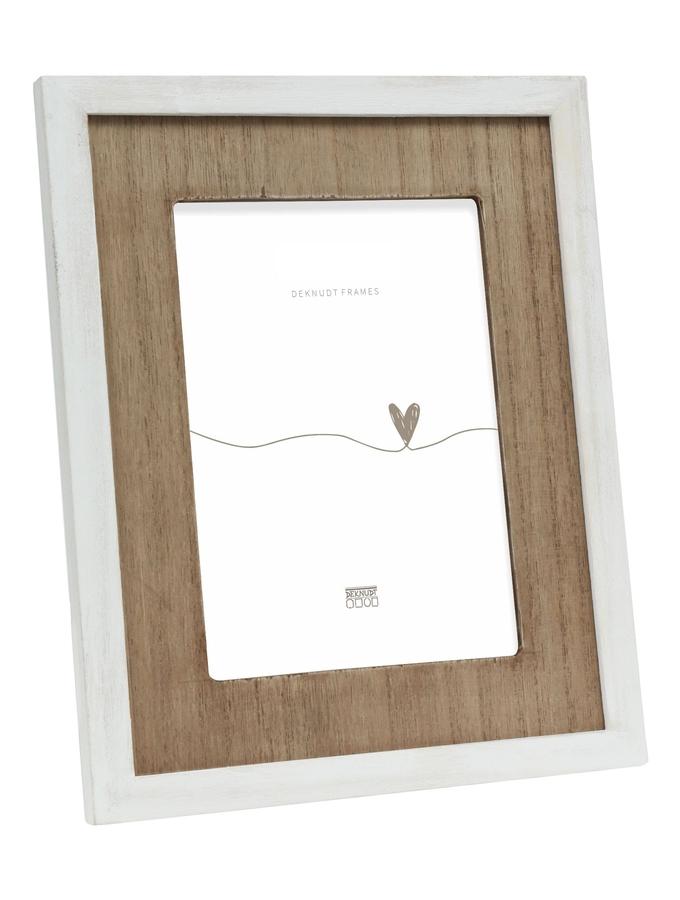 deknudt frames Cadre blanc avec passe-partout en bois S67TW1