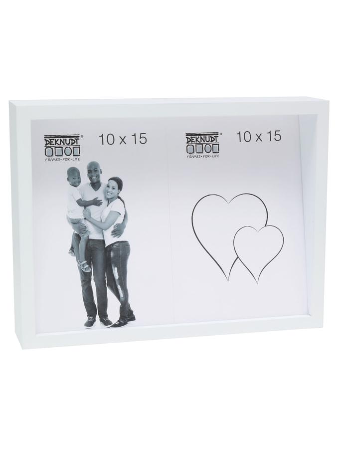 deknudt frames Cadre bloc blanc avec dos en pente pour 2 photos S68QK1 P2V