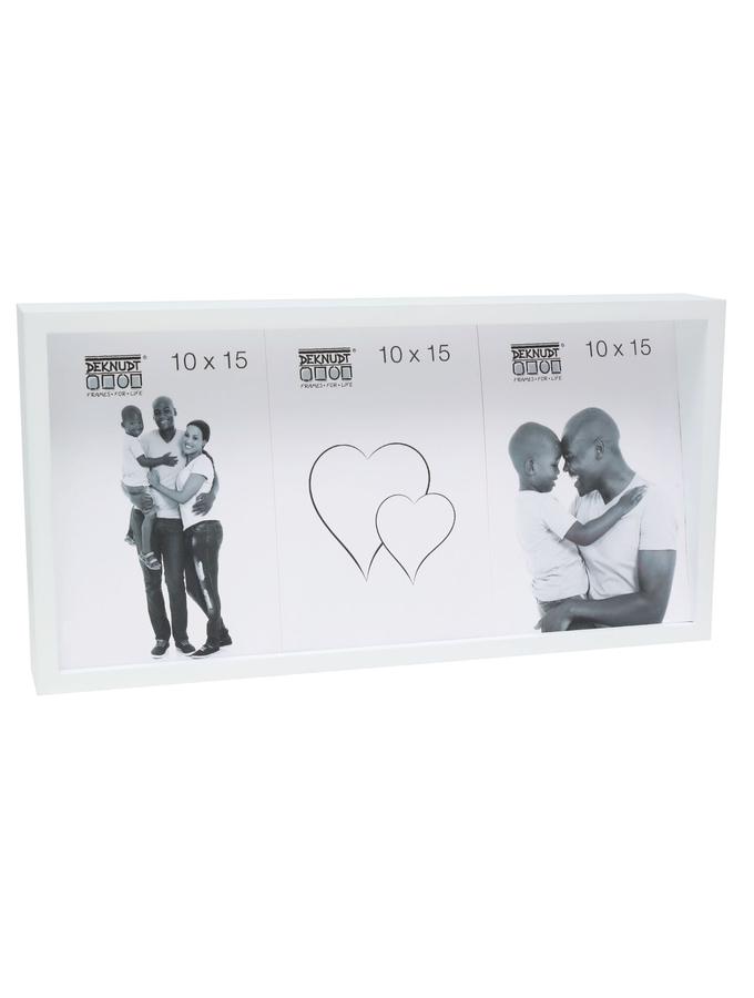deknudt frames Cadre bloc blanc avec dos en pente pour 3 photos S68QK1 P3V