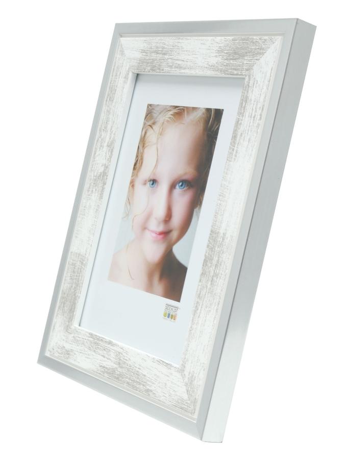 Deknudt Frames Cadre Bois Blanc Avec Bord En Couleur Argenté S43RE1